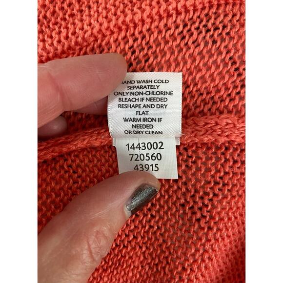 J. Jill Love Linen S Orange 100% Linen 1/2 Sleeve Duster Cardigan Sweater - Picture 4 of 7